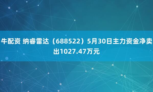 牛配资 纳睿雷达（688522）5月30日主力资金净卖出1027.47万元